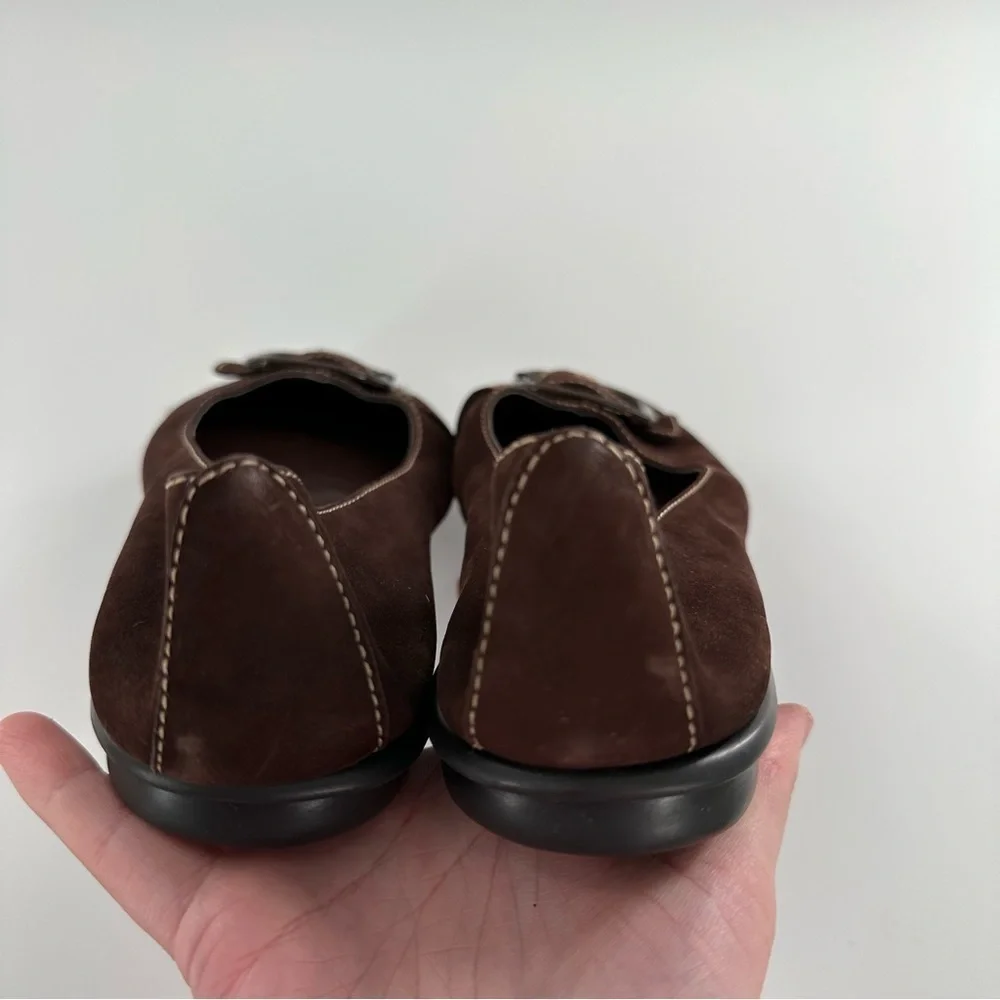 Aerosoles womens flats size 7.5 chocolate brown suede buckle old money loafers